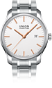 UNION-Glash�tte, Viro, Datum, Metallband-Uhr, D001.407.11.031.01